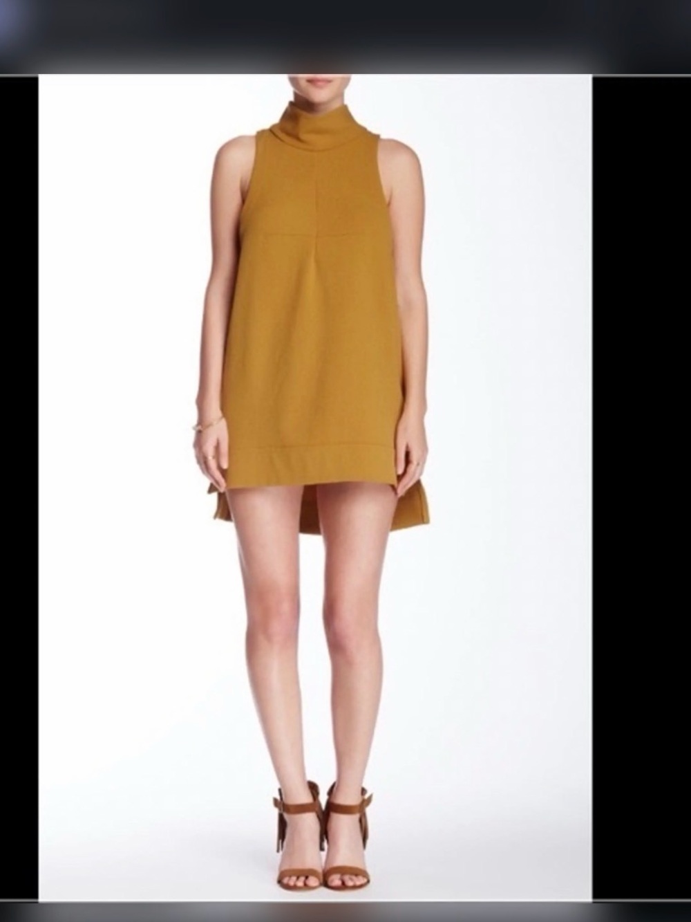 Free People Sleeveless Turtleneck Shift Dress in Mustard